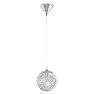 B&Q Stylish Chrome Pendant Ceiling With Clear Glass Shade Light