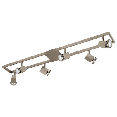 B&Q Satin Nickel Flush 6-Spot Track Ceiling With Gu10 Bulbs Light
