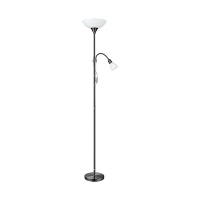 Stylish Adjustable Floor Lamp With Nickel Shade And White Glass Bulbs from B&Q