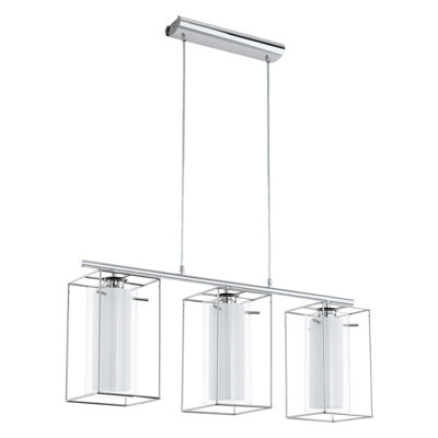 Stylish Chrome Pendant Ceiling Light With Clear White Glass Shade from B&Q