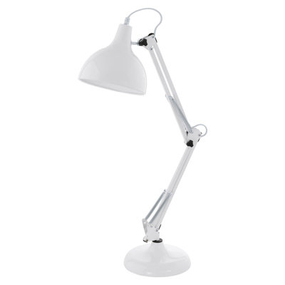 B&Q Adjustable Table Desk Lamp With E27 Bulb Holder And In-Line Switch White