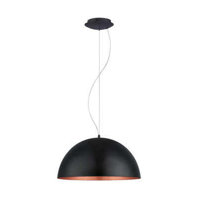 Stylish Black And Copper Pendant Ceiling Light With E27 Bulb Socket from B&Q