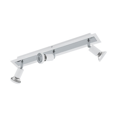 Elegant White Chrome 3-Spot Ceiling And Wall Light With Gu10 Led Bulbs