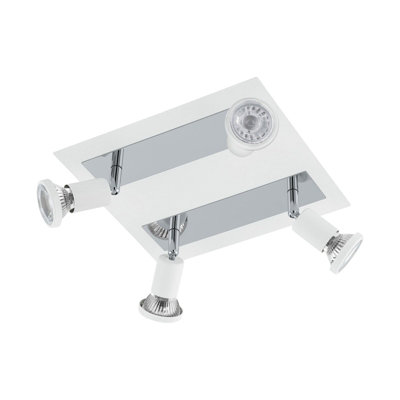  - Stylish White Chrome 4 Spot Light With Gu10 Led Bulbs For Modern Interiors