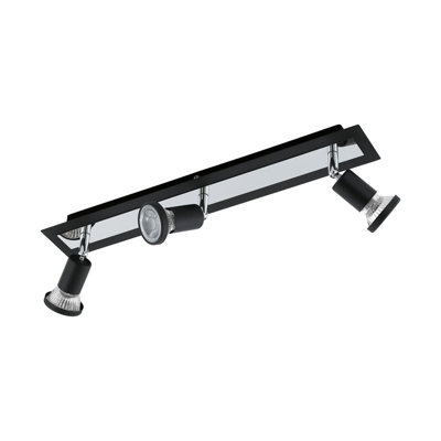 Stylish Black Chrome 3-Head Wall And Ceiling Spot Light With Gu10 Bulbs from B&Q