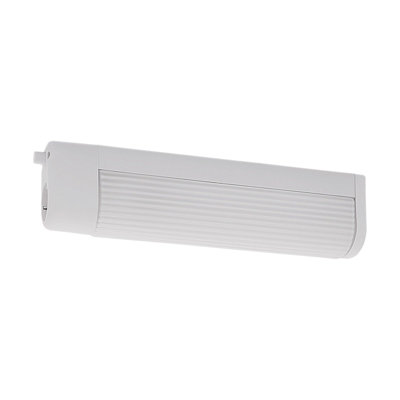 Stylish Wall Mirror Light With White Plastic And Grooved Glass ShadeE14 Bulb Compatible from B&Q