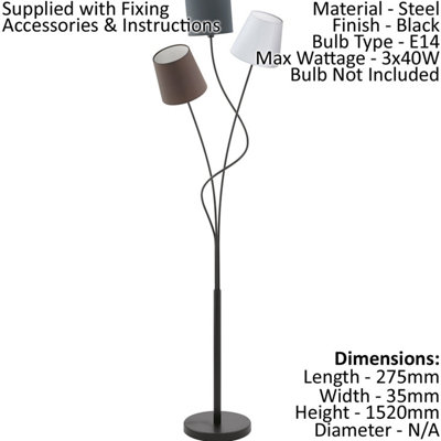  - Elegant Black Floor Lamp With Anthracite And White ShadeE14 Bulb Compatible