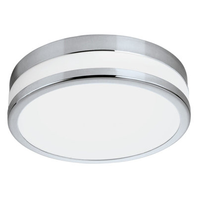 B&Q Elegant Chrome And Satin Glass Wall Flush Ceiling With Led Bulb - 11W, Ip44 Light