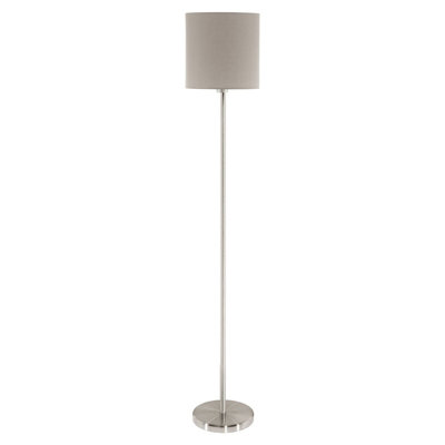 Elegant Floor Lamp With Satin Nickel Finish And Taupe Fabric Shade from B&Q