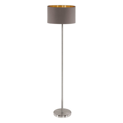 Elegant Satin Nickel Floor Lamp With Cappuccino Gold Shade And Pedal Switch from B&Q
