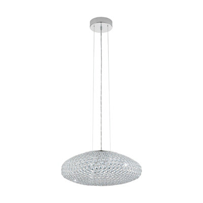 Elegant Chrome Pendant Ceiling Light With Clear Crystal Shade from B&Q