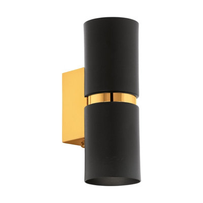  - Elegant Black Wall Light With Gold Accents And Gu10 Bulbs