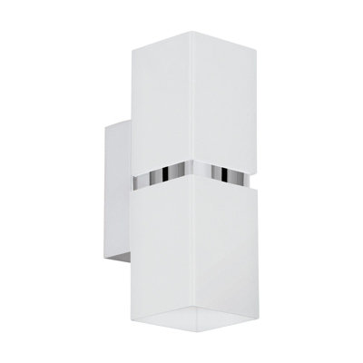 Stylish Chrome Plated Wall Light With White Shade And Gu10 Bulbs from B&Q