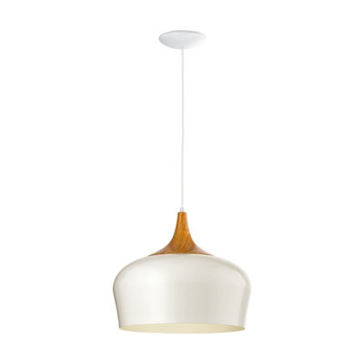 Stylish Cream And Oak Pendant Ceiling Light With E27 Bulb Holder from B&Q