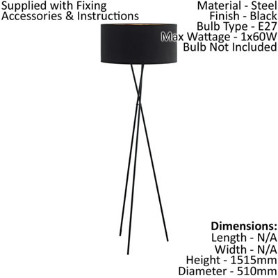 Stylish Black Floor Lamp With Copper Shade And Pedal Switch For E27 Bulb from B&Q