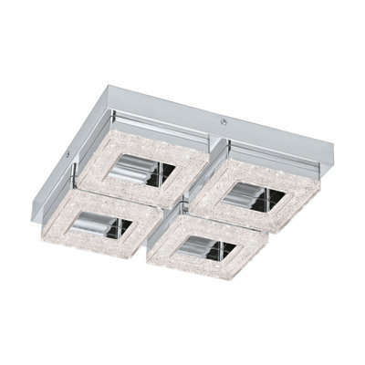 Stylish Chrome Flush Mount Ceiling Light With Led Bulbs And Crystal Accents from B&Q