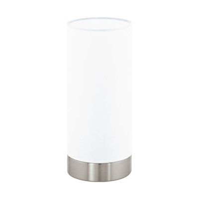 Elegant Satin Nickel Table Lamp With White Glass ShadeE27 Bulb Compatible from B&Q