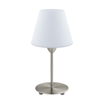 Elegant Satin Nickel Table Lamp With Opal Glass ShadeE14 Bulb Required from B&Q