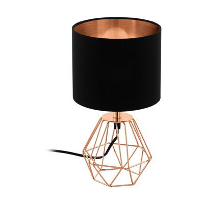 Elegant Copper Base Table Lamp With Black Fabric ShadeE14 Bulb Required from B&Q