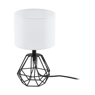  - Elegant Black Base Table Lamp With White Fabric Shade And E14 Bulb Socket