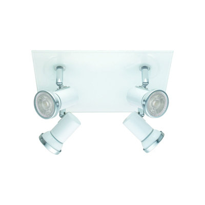 Stylish Ip44 Wall Flush Ceiling Light For BathroomsWhite Chrome With 4 Gu10 Bulbs from B&Q