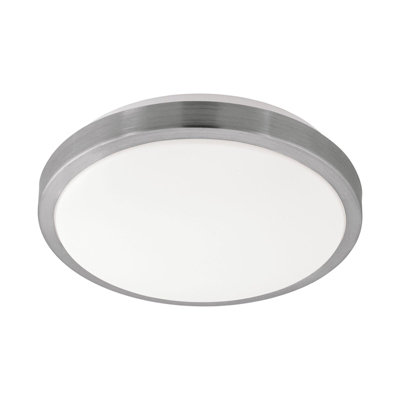 Stylish Wall Flush Ceiling Light With White Shade And Satin Nickel Finish from B&Q