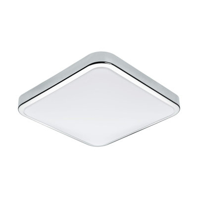 Stylish Ip44 Chrome Wall Flush Ceiling Light With White Shade And Led Bulb from B&Q