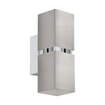 B&Q Satin Nickel Chrome Wall With Square Shades And Gu10 Bulbs Light