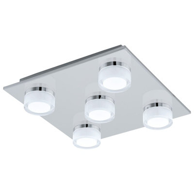 Stylish Flush Ceiling Light With Chrome Finish And Dimmable Led Bulbs from B&Q