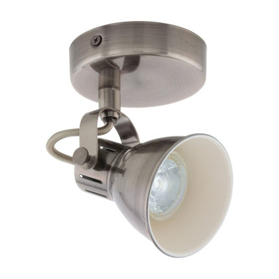 Antique Nickel Wall Spot Light With Creme Shade And Gu10 Bulb from B&Q