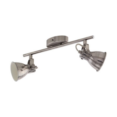 Antique Nickel Flush Ceiling Light With Creme Shade And Gu10 Bulbs from B&Q