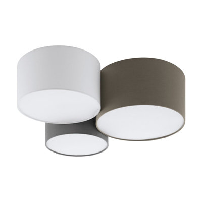  - Elegant Wall And Ceiling Light In White And Anthracite Fabric