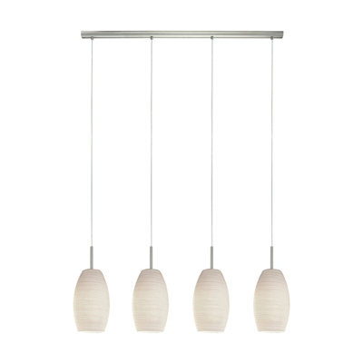 Elegant Satin Nickel Pendant Ceiling Light With White Glass Shade from B&Q