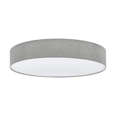 Elegant Flush Ceiling Light With Grey-White Fabric Shade And E27 Bulb Holder from B&Q