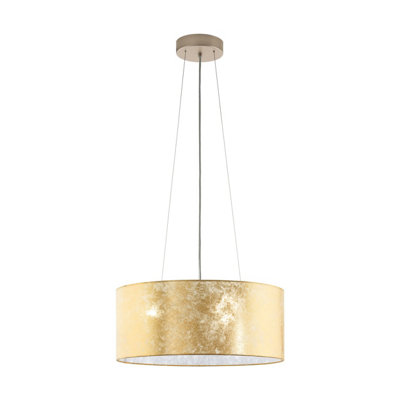  - Elegant Champagne Pendant Ceiling Light With Gold Fabric Shade