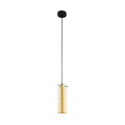 B&Q Elegant Pendant Ceiling With Accents And Clear Glass Shade Black/Light/Gold