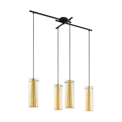  - Elegant Black And Gold Pendant Ceiling Light With Clear Glass Shade