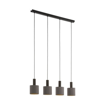 Elegant Dark Brown Pendant Ceiling Light With Cappuccino Gold Fabric Shade from B&Q