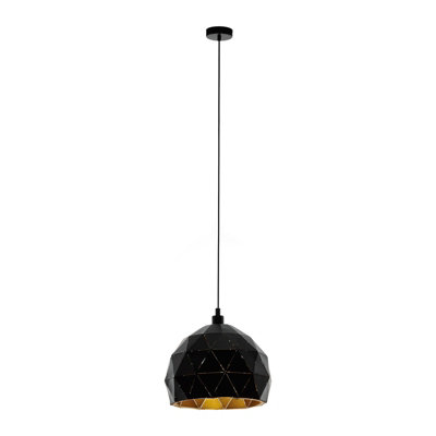  - Stylish Black Pendant Ceiling Light With Gold Inner Shade