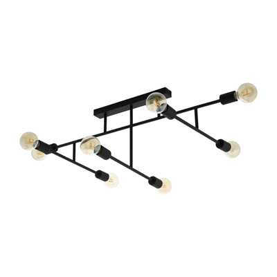 Stylish Black Geometric 8-Bulb Ceiling Light With E27 Socket from B&Q