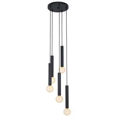 Stylish Black Pendant Ceiling Light With 5 E27 Bulb Holders For Modern Kitchens from B&Q