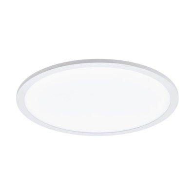 Stylish White Flush Ceiling Light With Led Bulb And Remote Control