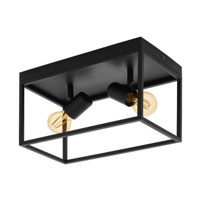 Stylish Black Flush Ceiling Light With Metal Frame For E27 Bulbs from B&Q