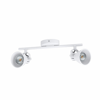 Elegant Flush 2 Spot Ceiling Light With Gu10 Bulbs In White Steel Finish