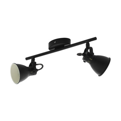  - Modern Black Steel Flush Ceiling Light With Gu10 Bulbs2 Spot Design