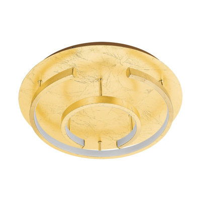  - Elegant Gold Flush Ceiling Light With Led BulbWarm White 18W