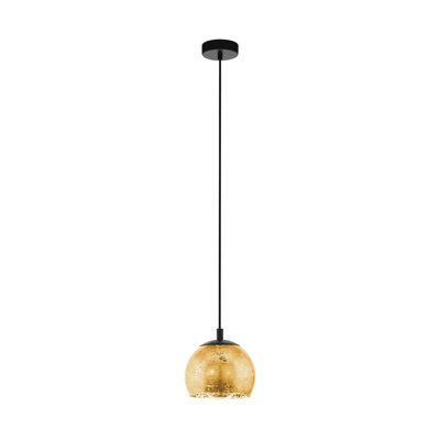 Elegant Black Pendant Ceiling Light With Gold Glass ShadeE27 Bulb Compatible from B&Q