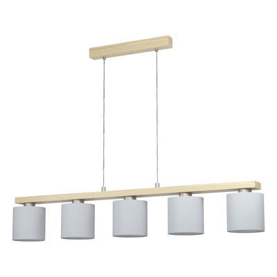 Stylish Satin Nickel Pendant Ceiling Light With Brown Shade And White Fabric from B&Q