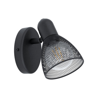 Adjustable Black Steel Wall Spot Light With E14 Bulb Socket from B&Q
