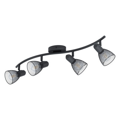 Stylish Black Flush Ceiling 4 Spot Light With Mesh Shade And E14 Bulbs from B&Q